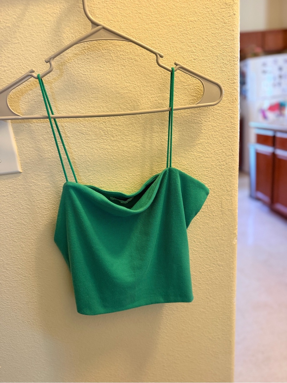 Love Tree Green Ribbed Cowl Crop Cami
